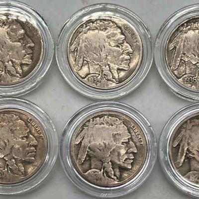 (6) Buffalo Nickels - Mostly 1920s
