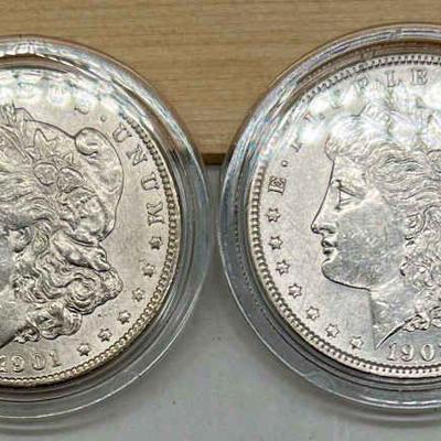 (2) Morgan Silver Dollars 1901O & 1903
