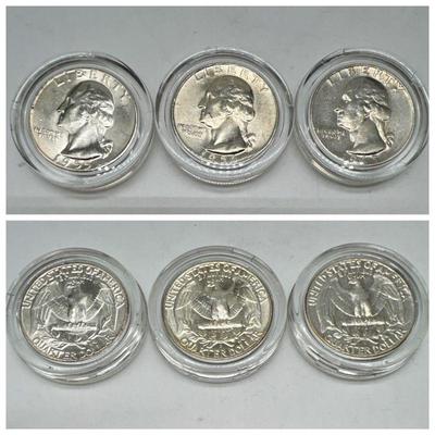 (3) Shiny Silver Washington Quarters incl. Denver Mint
