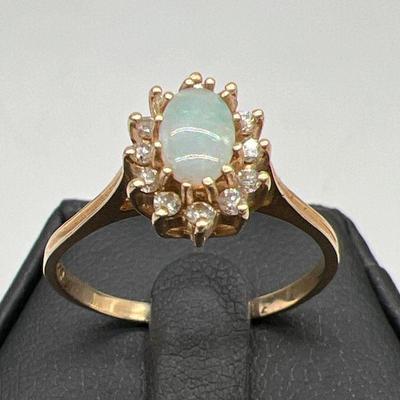 14K Gold Opal Ring with Diamonds
