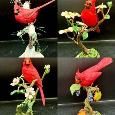(4) Danbury Mint Bob Guge Cardinal Figurines

