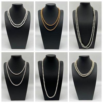 (6) Costume Jewelry Necklaces feat. Joan Rivers Gold & Silver Tones
