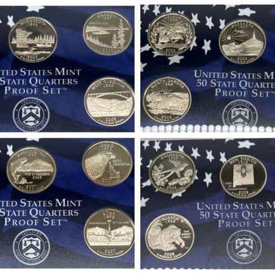 (4) United States Mint Proof Sets 2005S-2008S State Quarters
