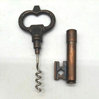 Vintage Skeleton Key Bottle Opener with Secret Corkscrew
