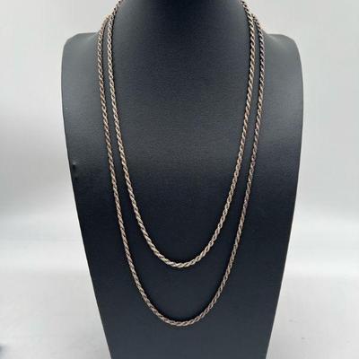(2) Sterling Silver Necklaces Stamped 925 Milor
