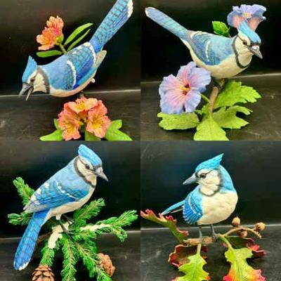(4) Blue Jay Figurines By Bob Guge
