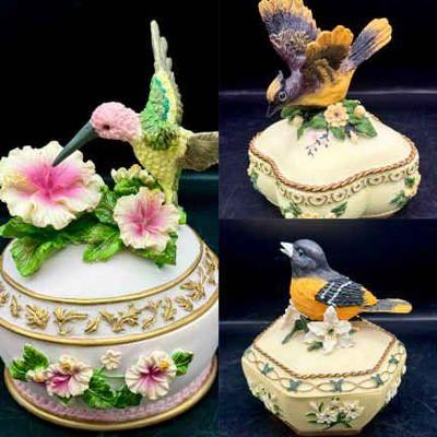 (3) Heritage House Songbird Treasures Music Box Collection Figurines
