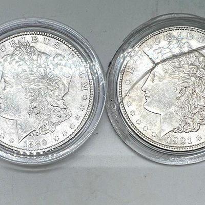 (2) Morgan Silver Dollars 1889 & 1921
