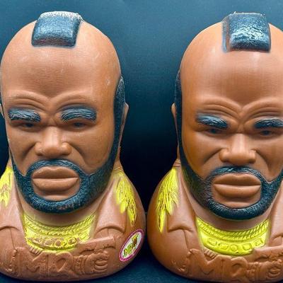 (2) Vintage Mr. T A-Team Blow Mold Plastic Banks (empty)
