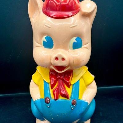 Vintage Ideal Porky Pig Bank W Coins
