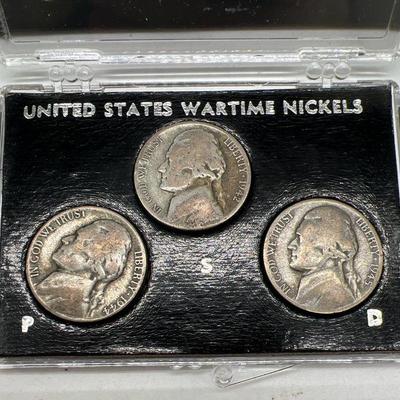 (3) 1940s Wartime Nickels Denver Philadelphia & San Francisco Mints
