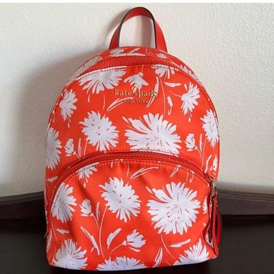 Kate Spade Karissa Orange Nylon Floral Backpack Mini Bag, like new!