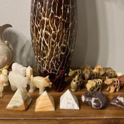 Onyx, hand carved Soapstone figures 
