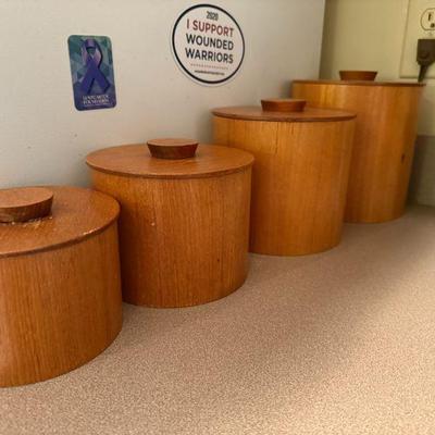 Vintage Otagiri teak canister set
