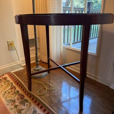 Antique mahogany oval tray on stand 