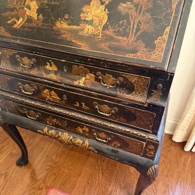 Antique, hand painted secretary desk