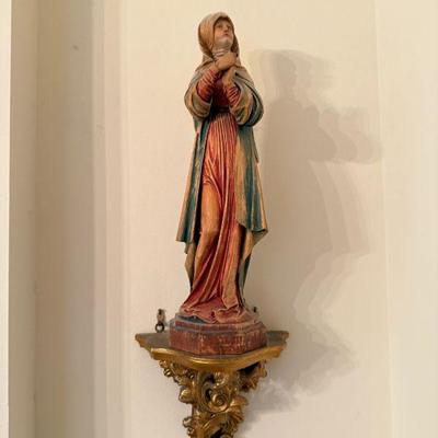 Hand carved polychrome German religious figure