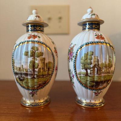 Early Antique Worcester porcelain tea caddies, Dr Wall period with mark.  Excellent condition.  