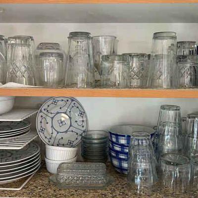 BEE006 Mystery Kitchen Cabinet Of Various Glassware & Dishes