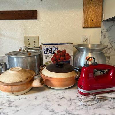 BEE097- Kitchen Aid, Clay Pots, Vintage Popcorn Maker & More