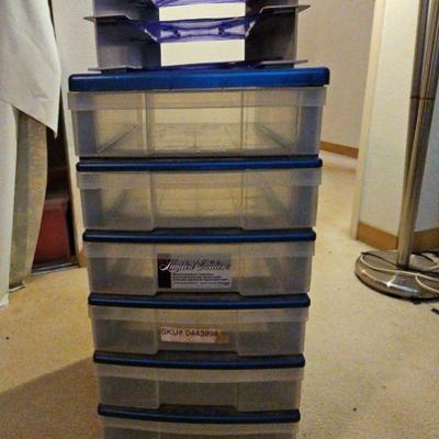 BEE141-IRIS Plastic 6 Drawer Rolling Organizer W/Letter Tray