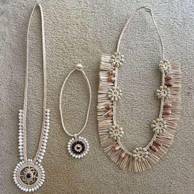 BEE134- (3) Beautiful Marshallese Shell Necklaces