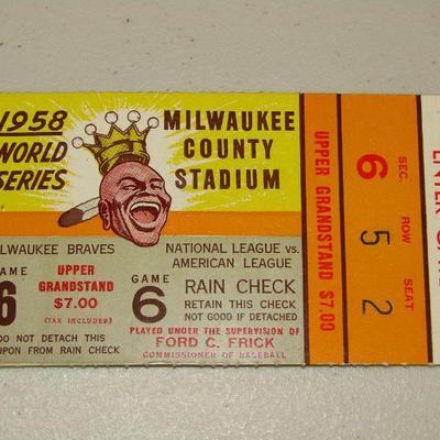 1958 world series game 6 ticket stub