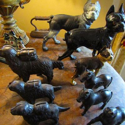 Many cast iron animals