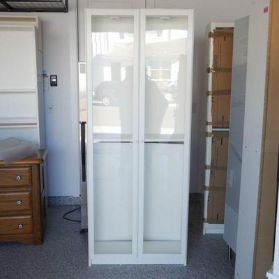 IKEA BILLY Bookcase Illuminated w/Glass Doors