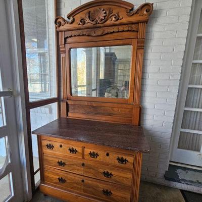Antique dresser with mirror and marble top