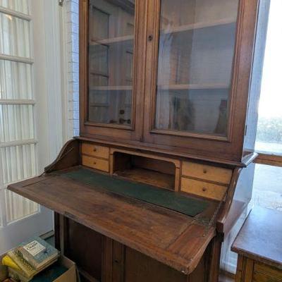 Antique secretary desk open