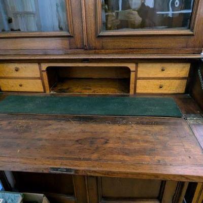 Antique secretary desk open