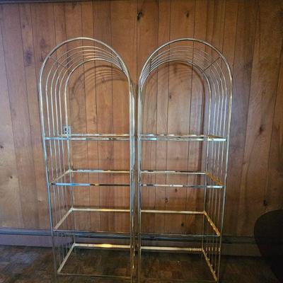 Vintage brass and glass shelves