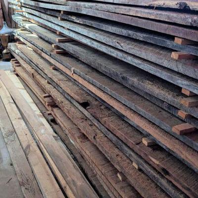stacked and seasoned lumber