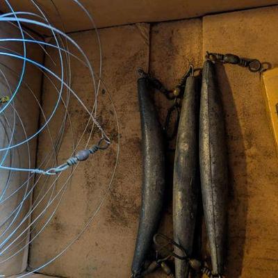 Vintage lead sinkers and line