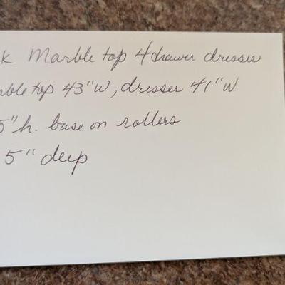 Measurements of marble top chest of drawers