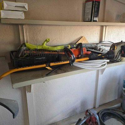 #2502 • (2) Ryobi Weed Whacker, (1) Black & Decker Hedge Trimmer, Water Line
