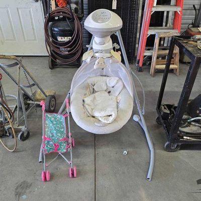 #1606 • Fisher Price Baby Swing and Doll Stroller
