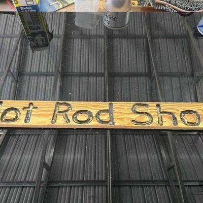 #1007 • Wooden Hot Rod Shop Sign
