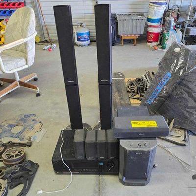 #1528 • Sony Stereo with 6 Sony Speakers and 2 Panasonic Tower Speakers
