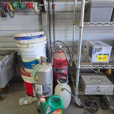 #1052 • Fire Extinguishers,Coastal R&O Hydraulic Oil, Bar Clamps, RoundUp Sprayer, Ortho Weed B Gone, Sandin...
