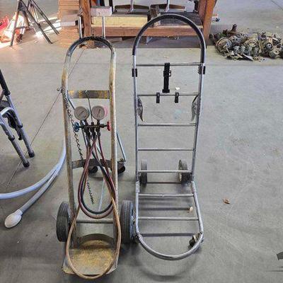 #1604 • Acetylene Tank Dolly Oxygen and Acetylene Gauges and Cart Along Dolly

