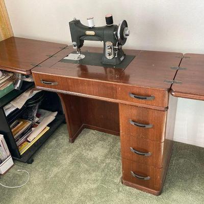 Cg123v vintage white rotary sewing machine and cabinet