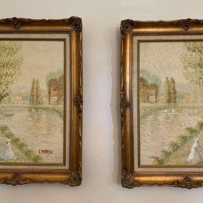 Cg180v two impressionism paintings j. moreau