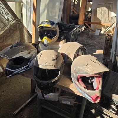 #2066 • (5) Motorcycle Helmets
