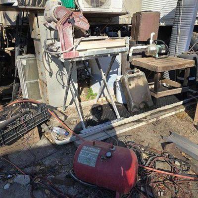 #2052 • MK Diamond MK 101 Tile Saw with Stand and Craftsman Portable Air Tank
