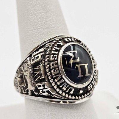 #800 • 10K White Gold & Sapphire 1965 University of Arkansas Class Ring, 21.80g

