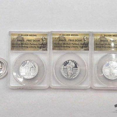 #1500 • (3) Graded Standing Liberty Quarters and (1) Washington Quarter
