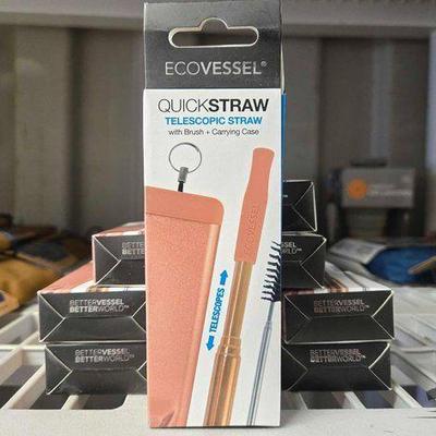 #7120 • NEW!!! (10) EcoVessel QuickStraw Telescopic Straw Kit Rose Gold
