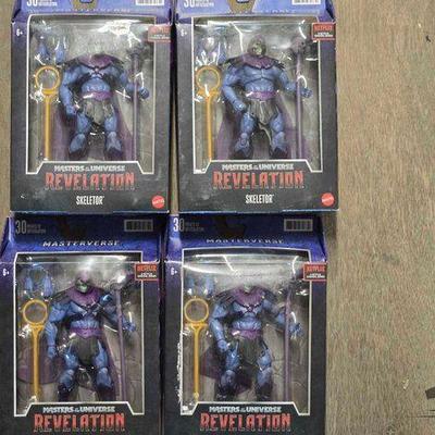 #4100 • NEW!!! (4) Masters of The Universe Revelation Skeletor Figures

